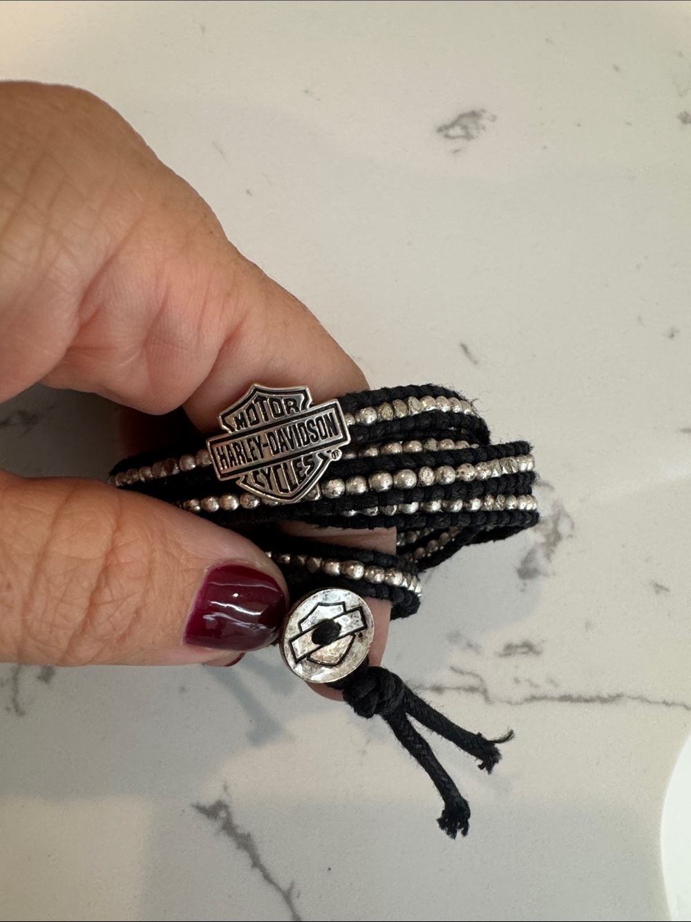 Harley-Davidson Black and Silver Multi-Strand Logo Bracelet